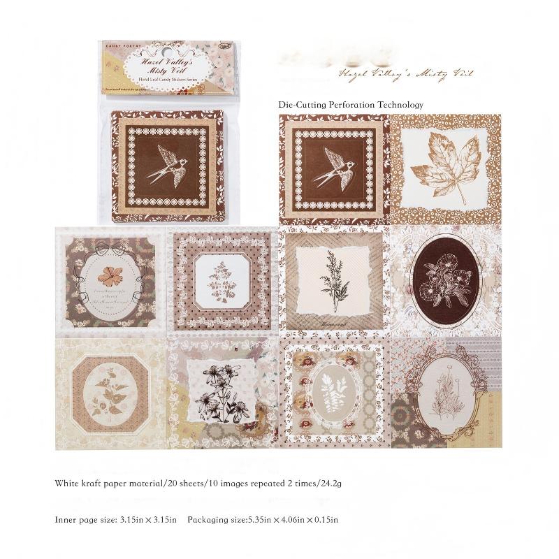 0927 Vintage Solid Sticker -20Pcs each pack