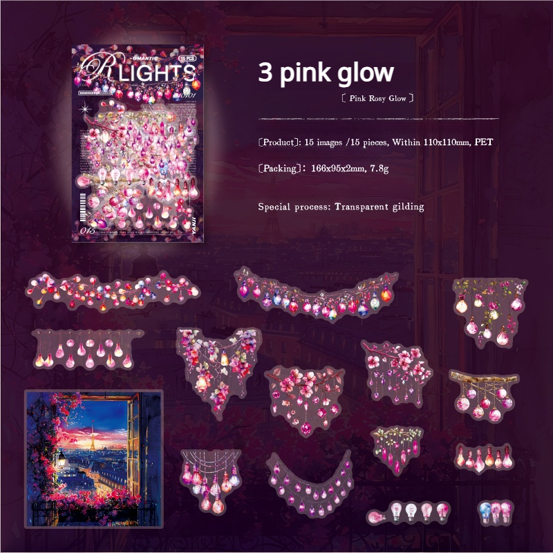 0709 Lights PET sticker -15Pcs each pack