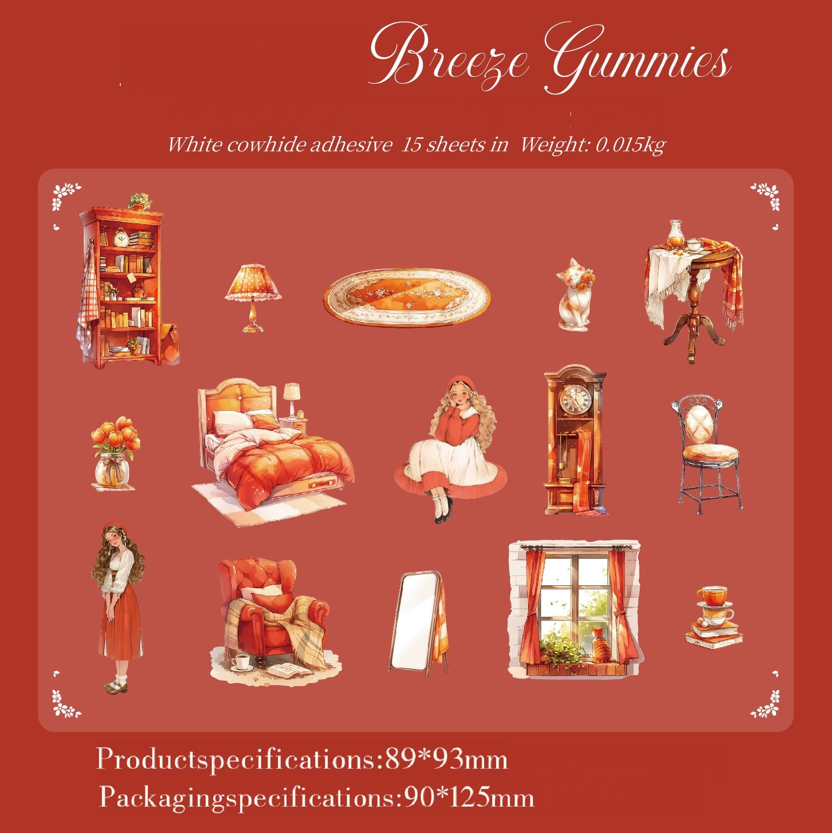 0826 Girl's home Solid Sticker -15Pcs each pack