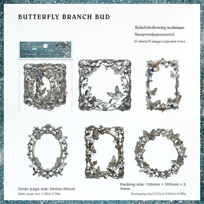 0531 Silver retro border Embossed die cut cardstock paper -10Pcs each pack