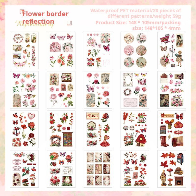 0611 Planets and butterflies PET sticker book -20Pcs each pack