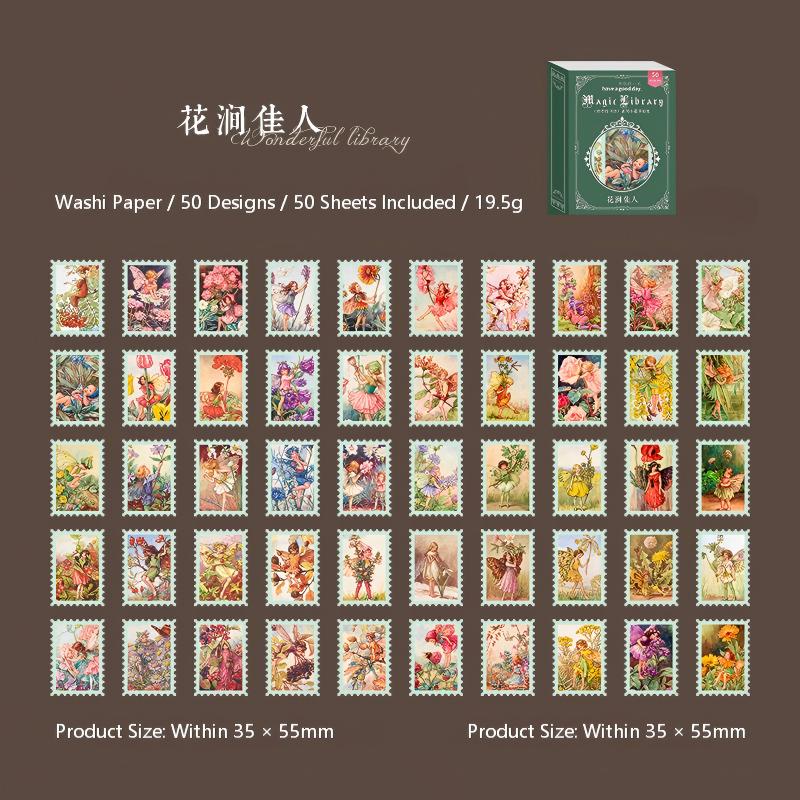 Magic Library Washi Stickers -50Pcs each pack