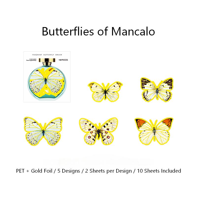 Scented Butterfly Dream PET Stickers -10Pcs each pack