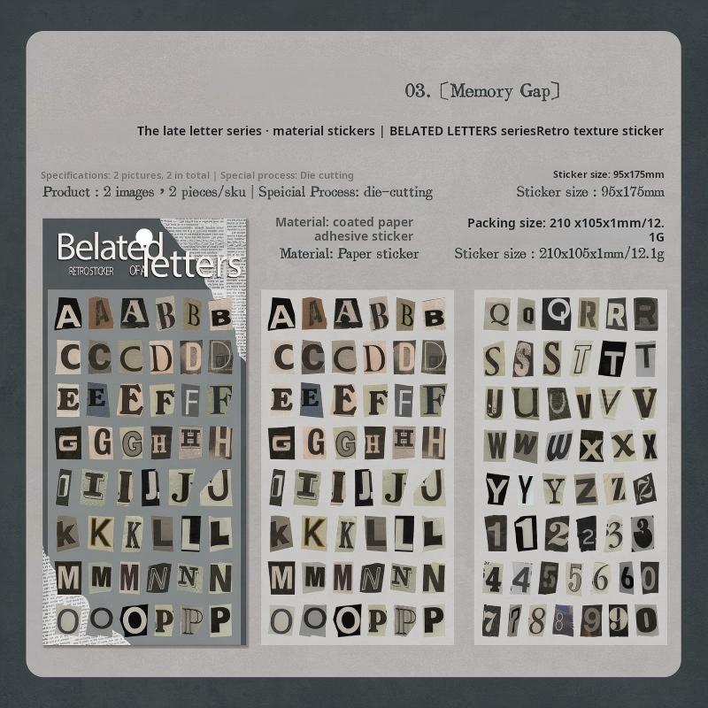 1203 Belated letter sticker -2Pcs each pack