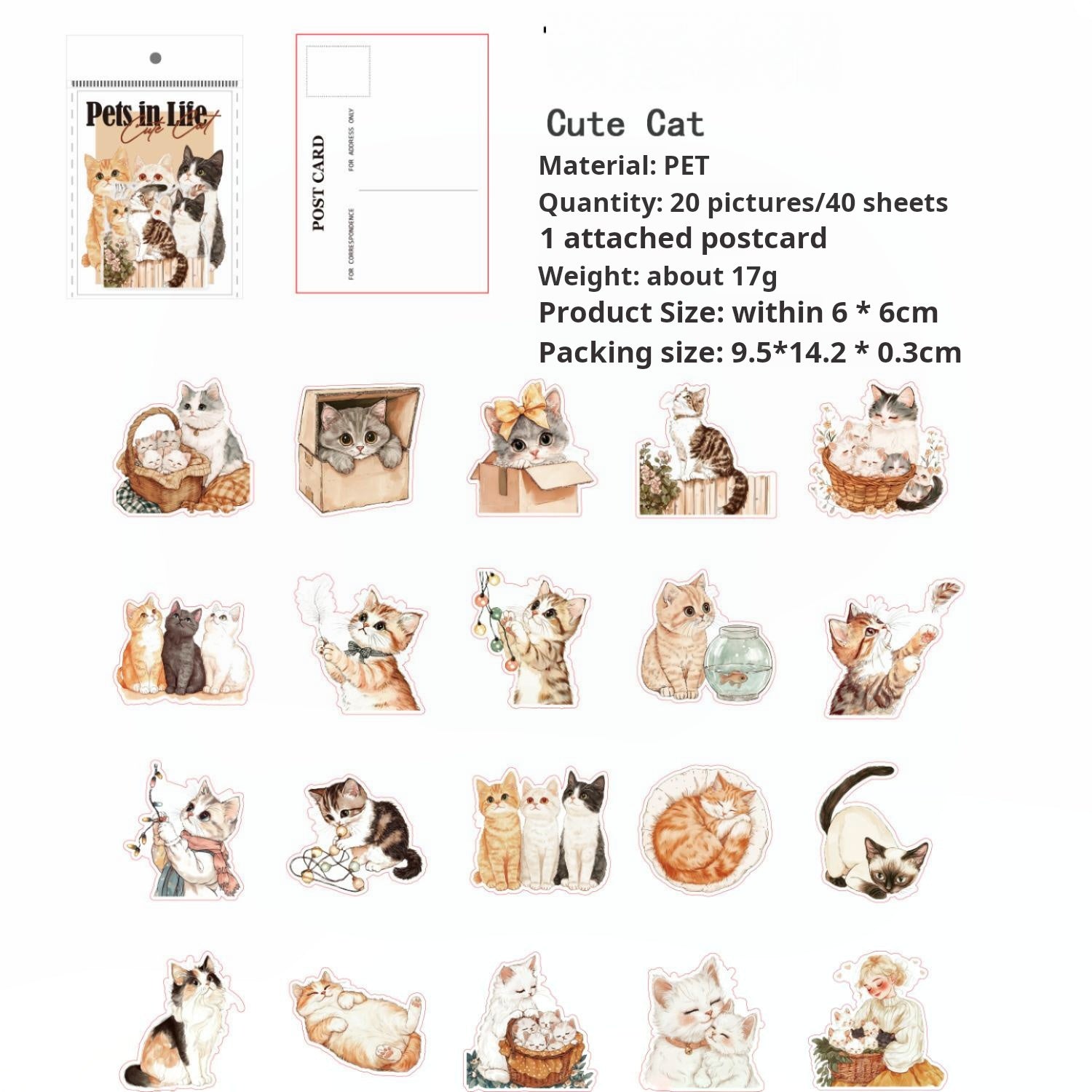 0526 Pet Life PET Sticker -40Pcs each pack
