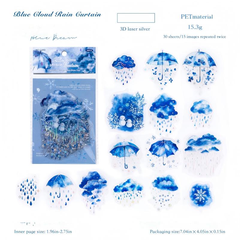 0929 Blues Dream PET Sticker -30Pcs each pack