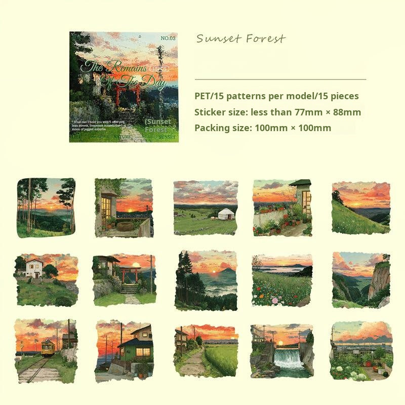 1023 Small town scenery PET sticker -15Pcs each pack