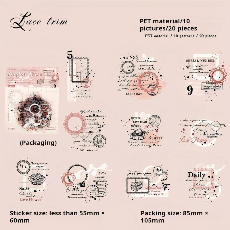 1113 Vintage PET sticker -20Pcs each pack