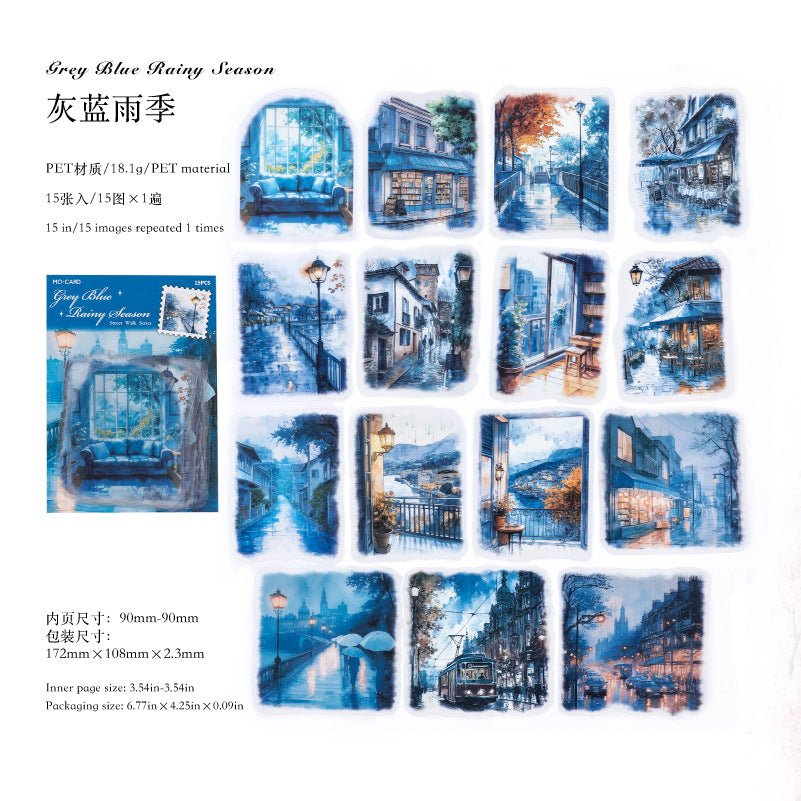 0516 Street Walking PET Sticker -15Pcs each pack