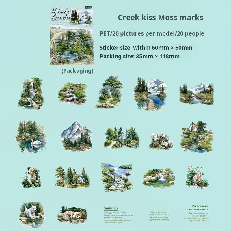 1028 Picturesque mountains and rivers PET sticker -20Pcs each pack