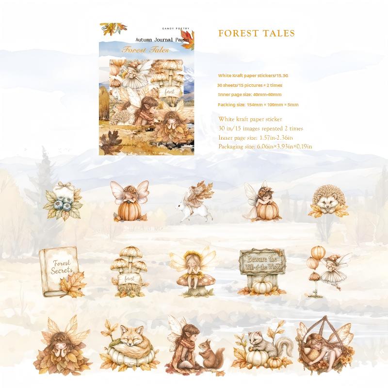 1018 Autumn forest cardstock sticker -30Pcs each pack