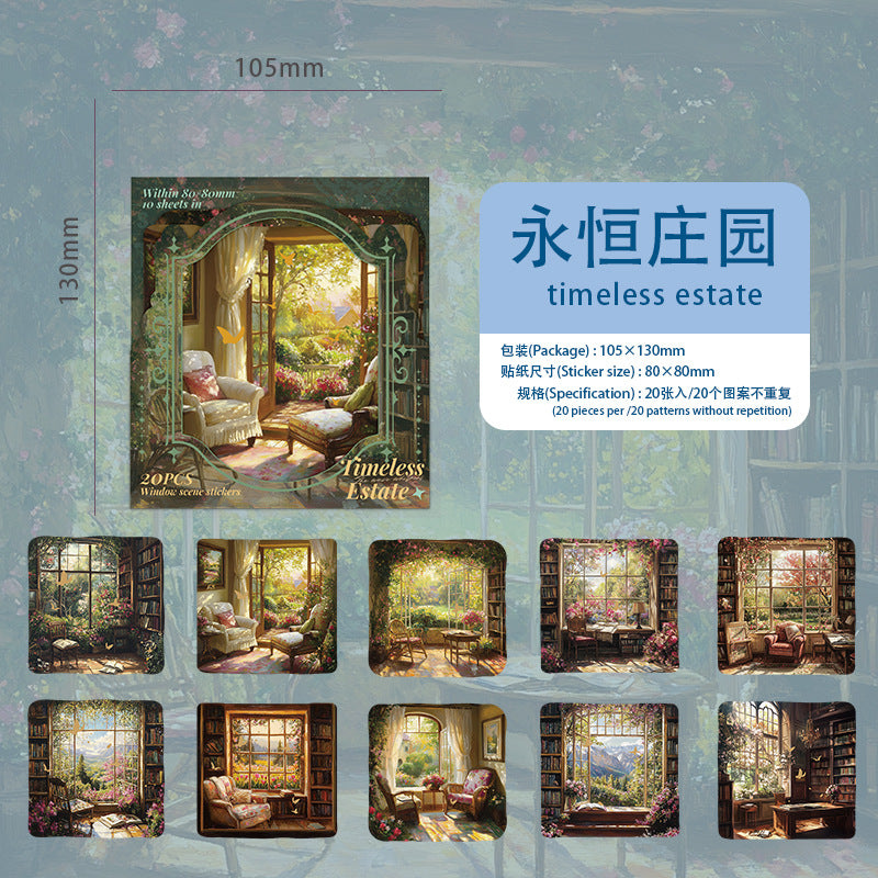 0514 Window scene journal Series PET Sticker -20Pcs each pack