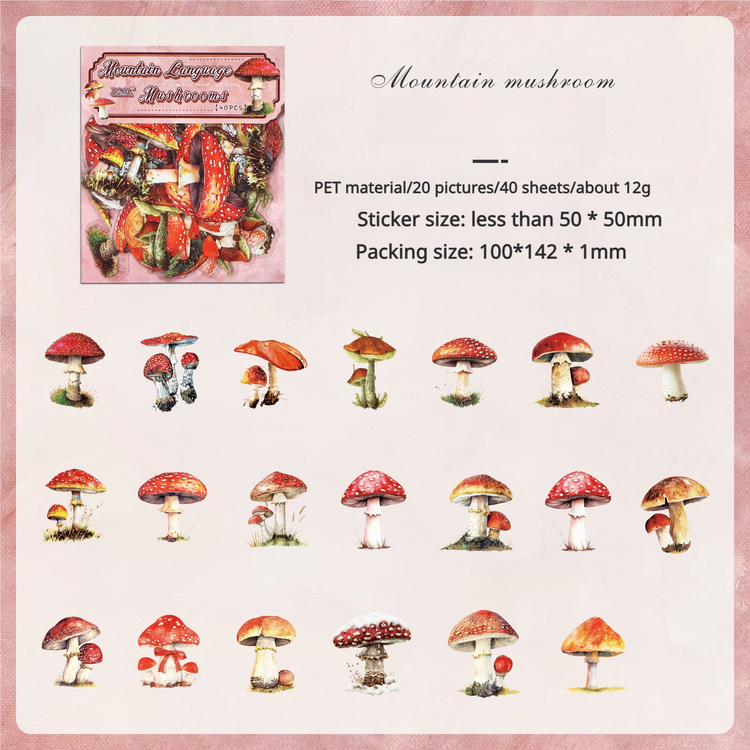 0717 Flowers PET sticker -40Pcs each pack