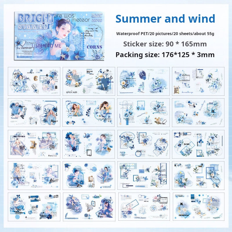 0629 Girls and flower PET pre-cut sticker Book -20Pcs each pack