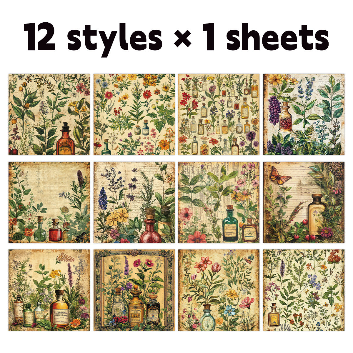 0804 Vintage Pharmacist background paper -12Pcs each pack