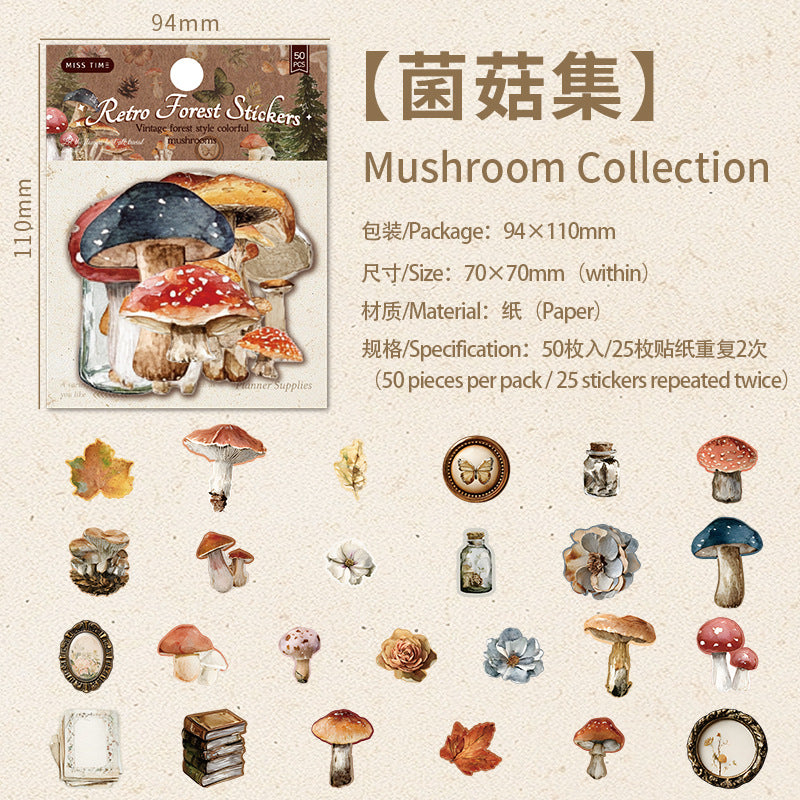 Vintage Items Paper Stickers -50Pcs each pack