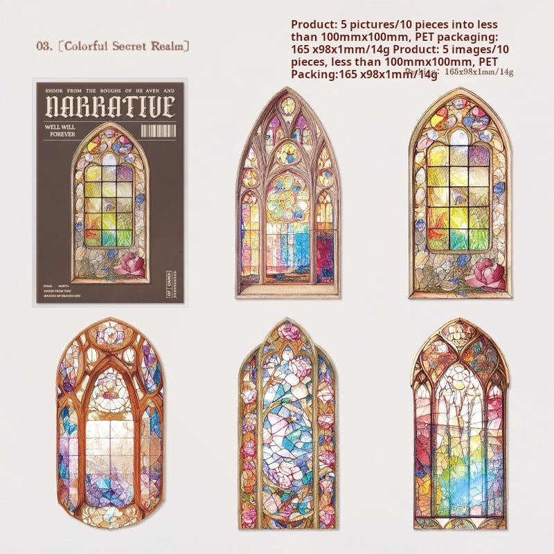 0523 Flower Window Narrative PET Sticker -10Pcs each pack