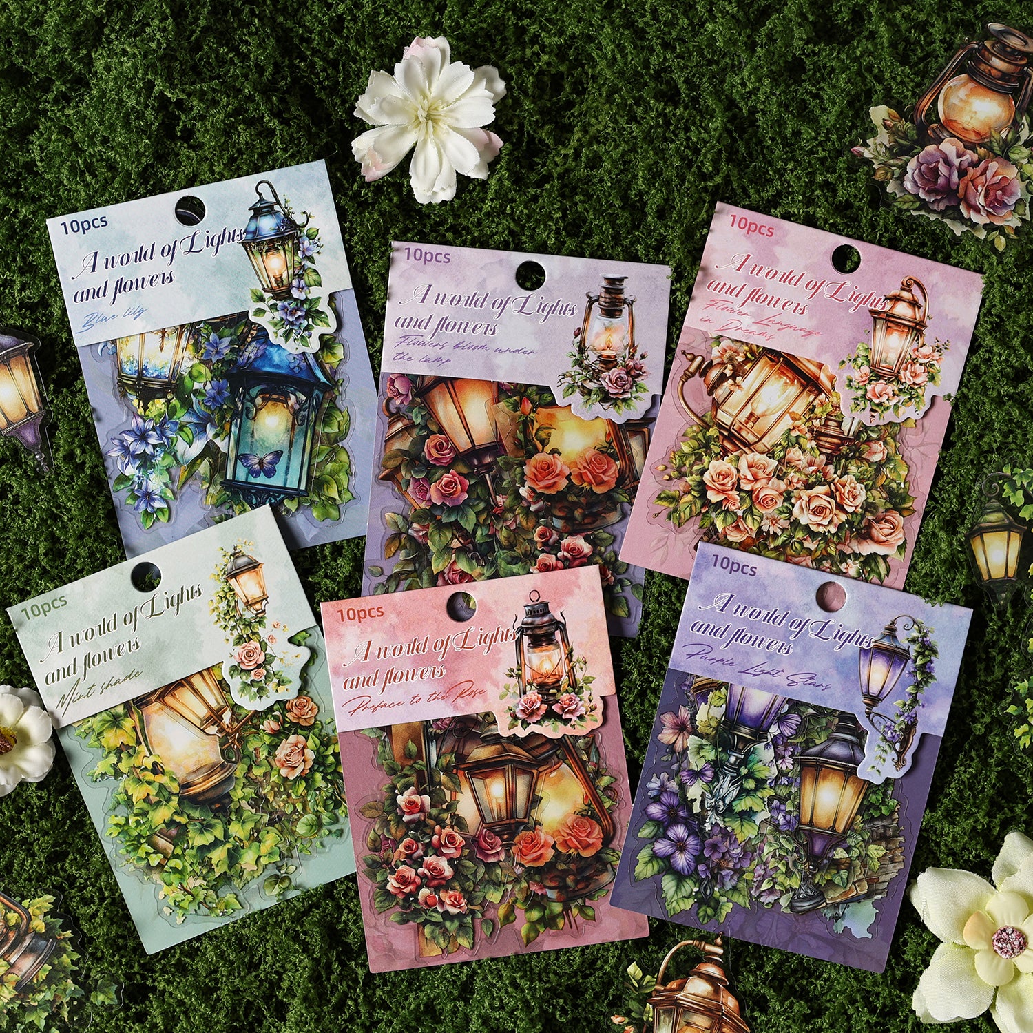 0822 Lights and flowers PET Sticker -10Pcs each pack