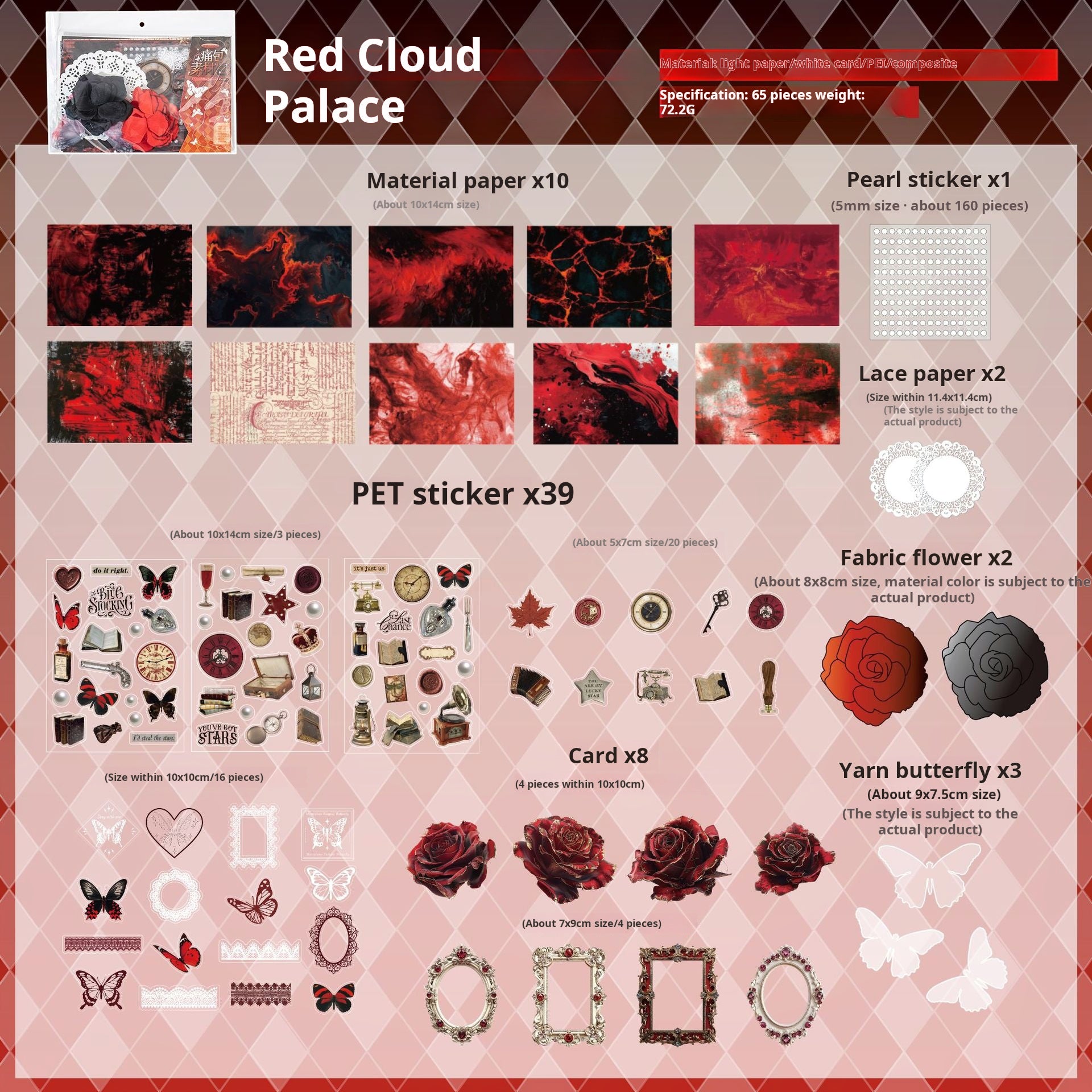 0526 Butterfly Roses Series Mixed pack -65Pcs each pack