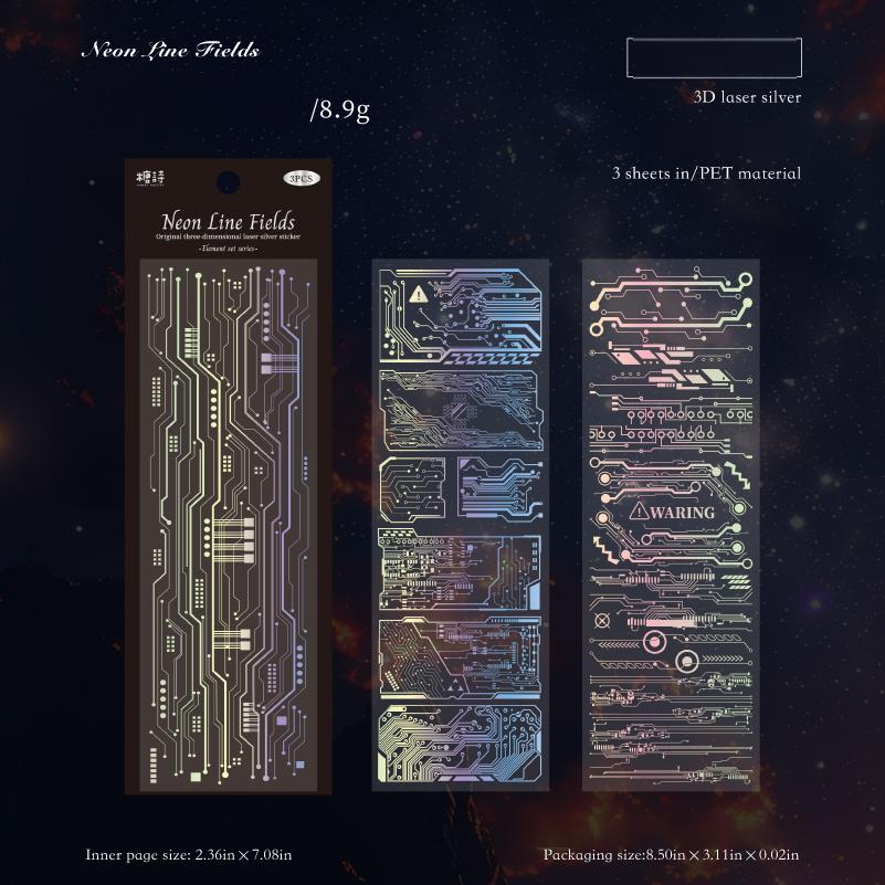 0920 Laser material PET sticker -3Pcs each pack