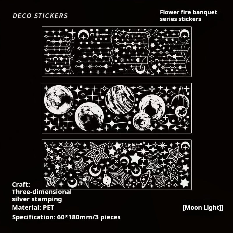 0524 Moon and Stars PET Sticker -3Pcs each pack