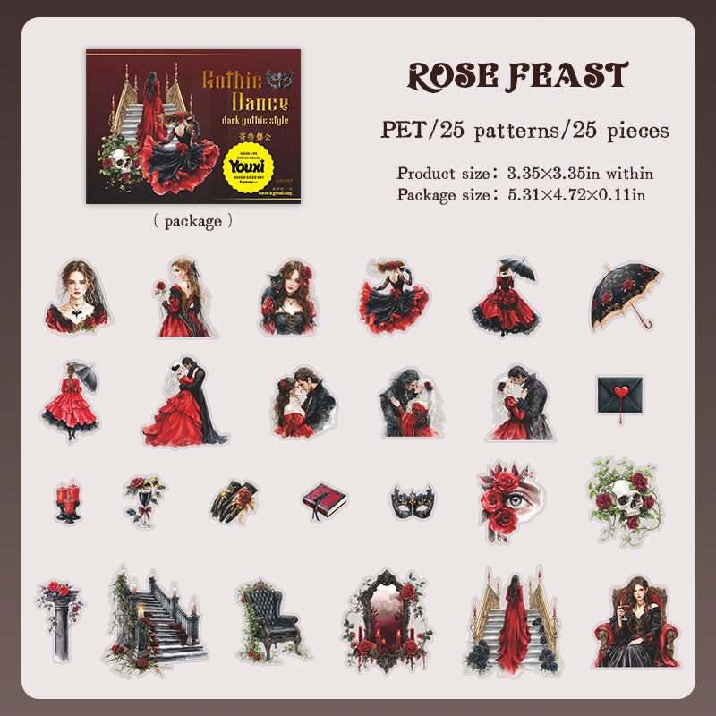 0513 Gothic Ball Series PET Sticker -25Pcs each pack