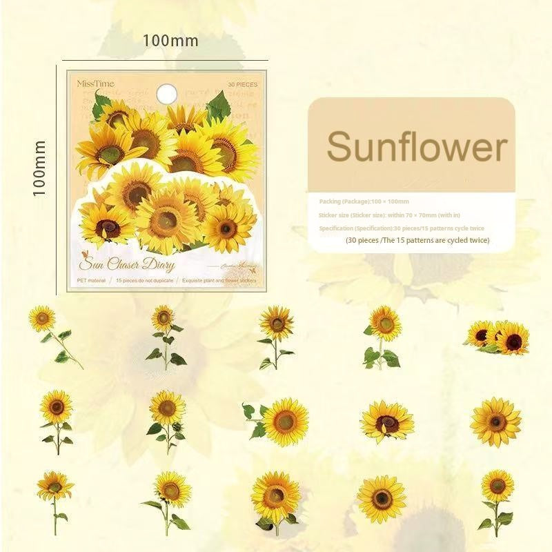 0621 Flower plant PET Sticker -30Pcs each pack
