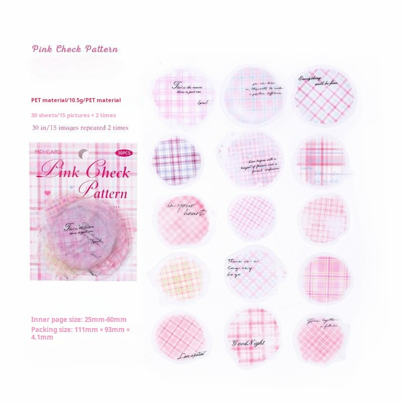 0626 Color plaid PET Sticker -30Pcs each pack