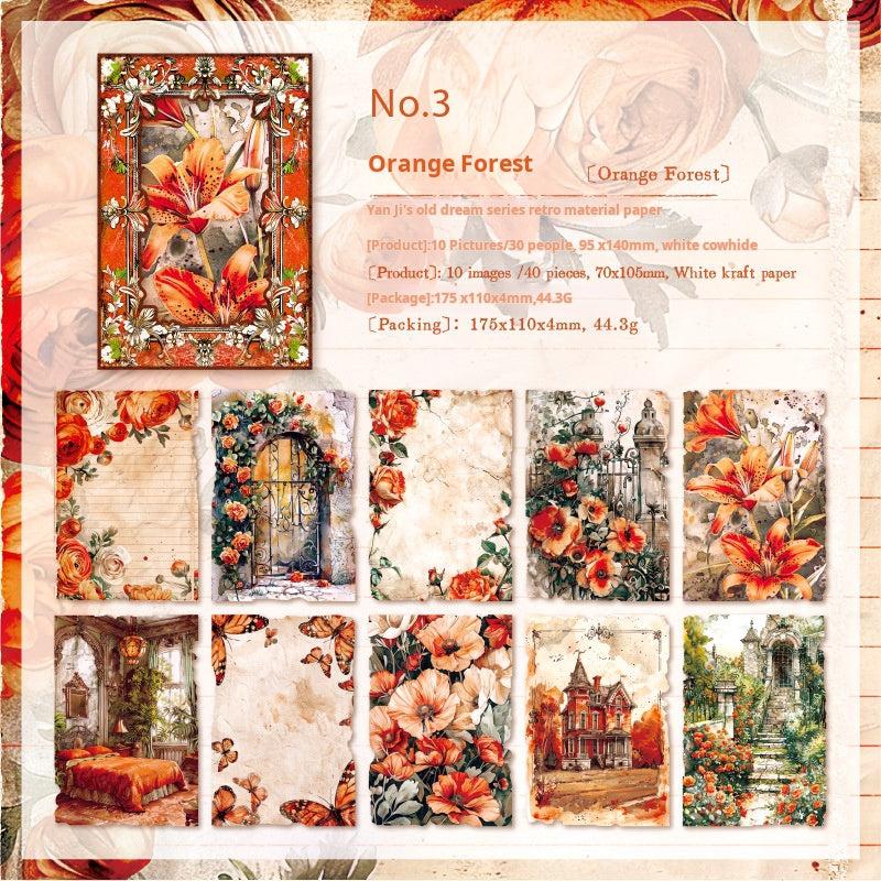 0625 Vintage Flowers Solid paper -30Pcs each pack