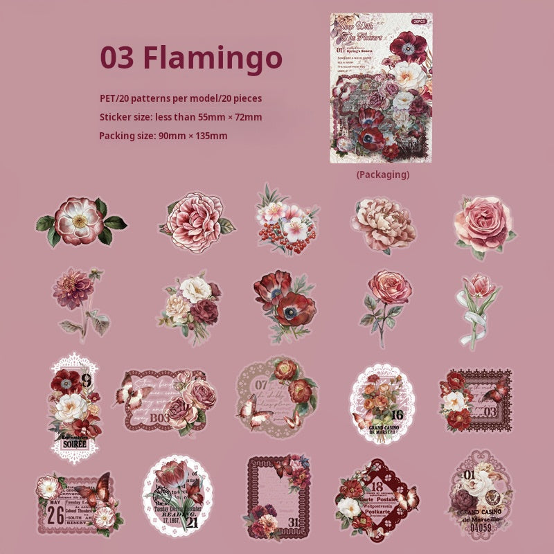 0530 Flowers PET Sticker -20Pcs each pack