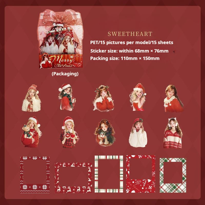 1016 Christmas surprise night PET sticker -15Pcs each pack