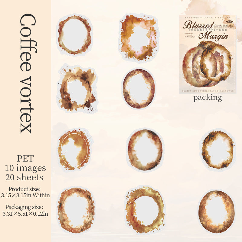 0520 Blurred margin PET Sticker -20Pcs each pack