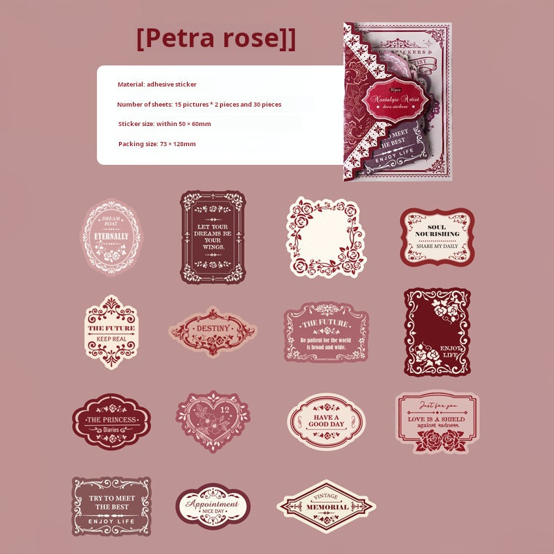 0802 Nostalgic artist paper Sticker -30Pcs each pack