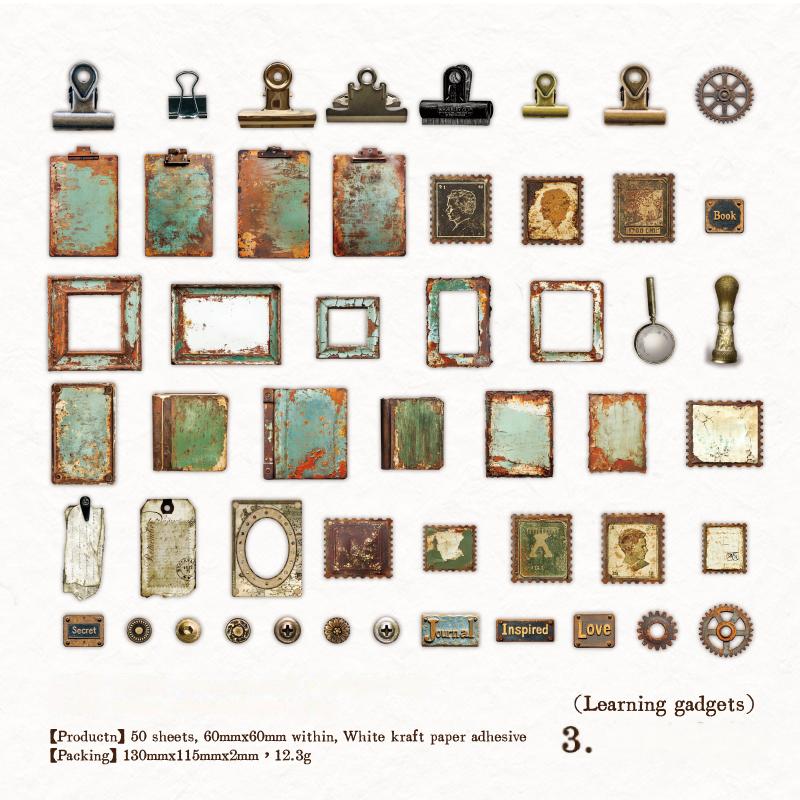 1028 Collection of old things Solid sticker -50Pcs each pack