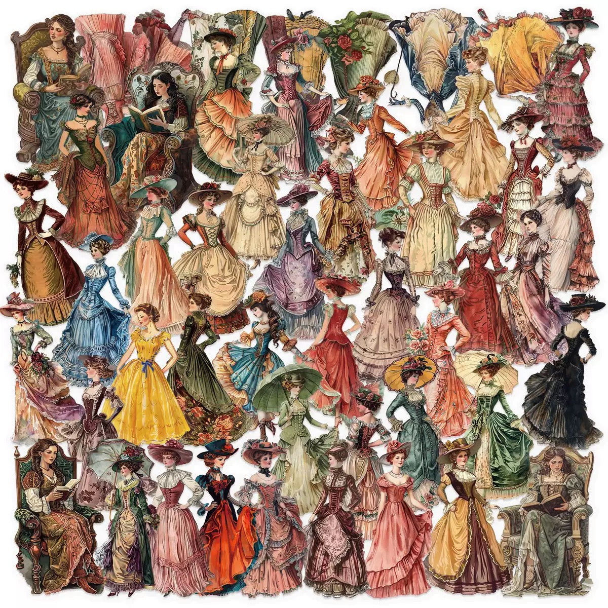 0519 50 Vintage lady PET stickers
