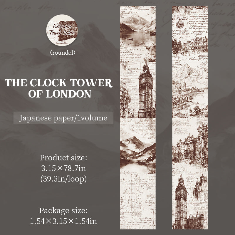 260120 European Travel Guide Washi Tape -8cm*2m