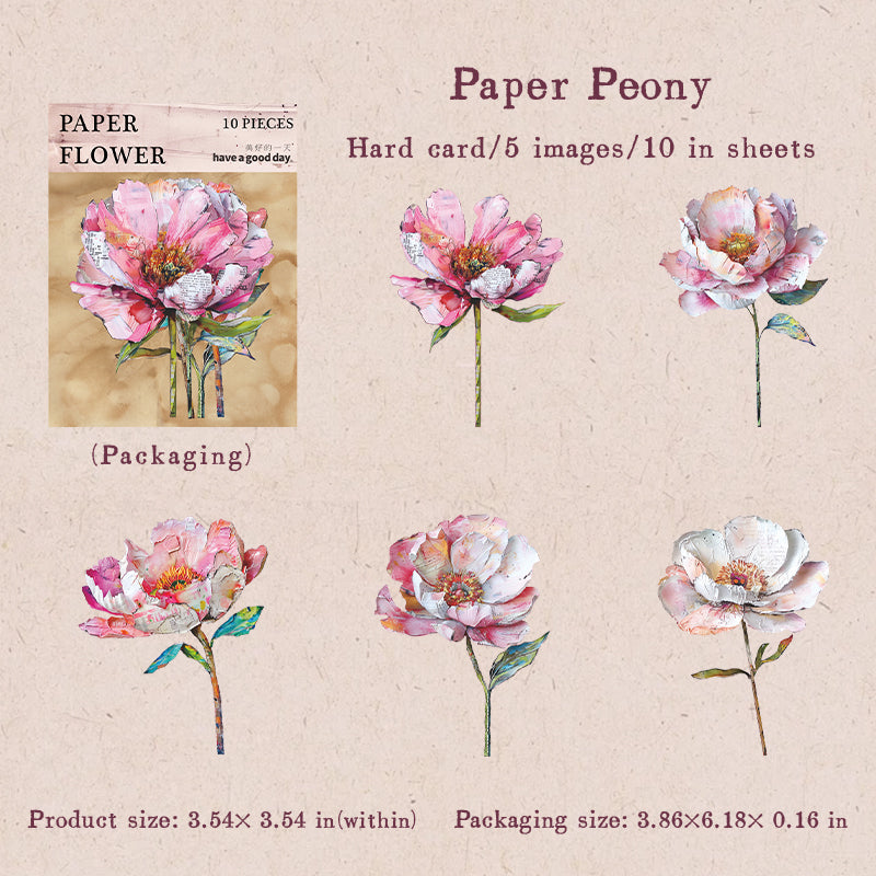 0826 Vintage plant cardstock Sticker -10Pcs each pack