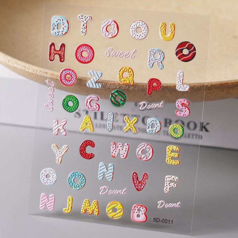 0716 M157- Donut Embossed Mini sticker 1 Pcs