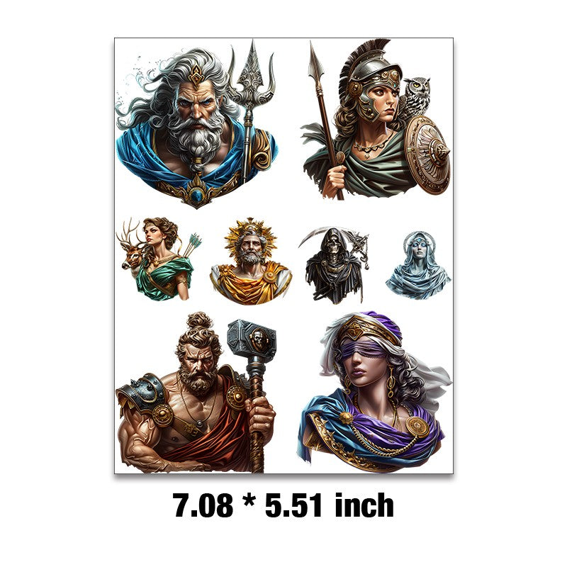 E-99- Greek gods Embossed sticker 1 Pcs