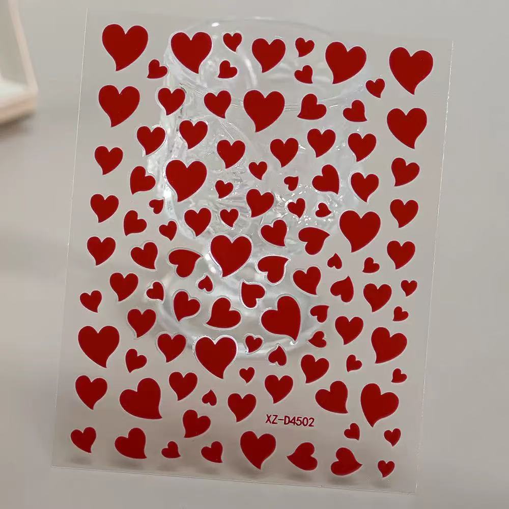 0605 M107- Heart shape Embossed Mini sticker 1 Pcs