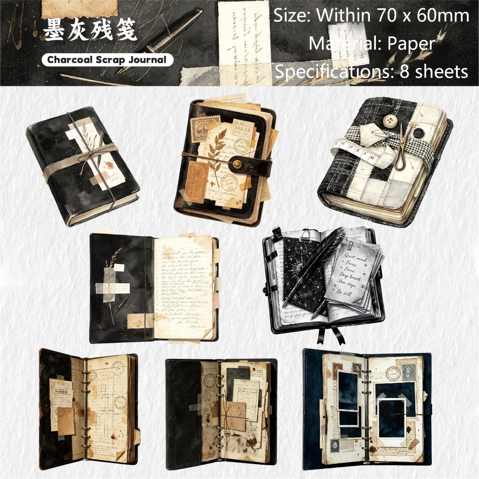 Vintage Notebook Journal Solid Stickers -8Pcs each pack