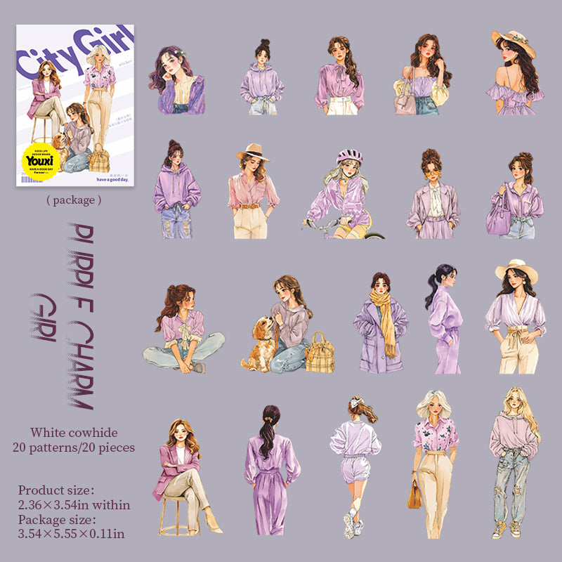 0715 City girl Solid sticker -20Pcs each pack