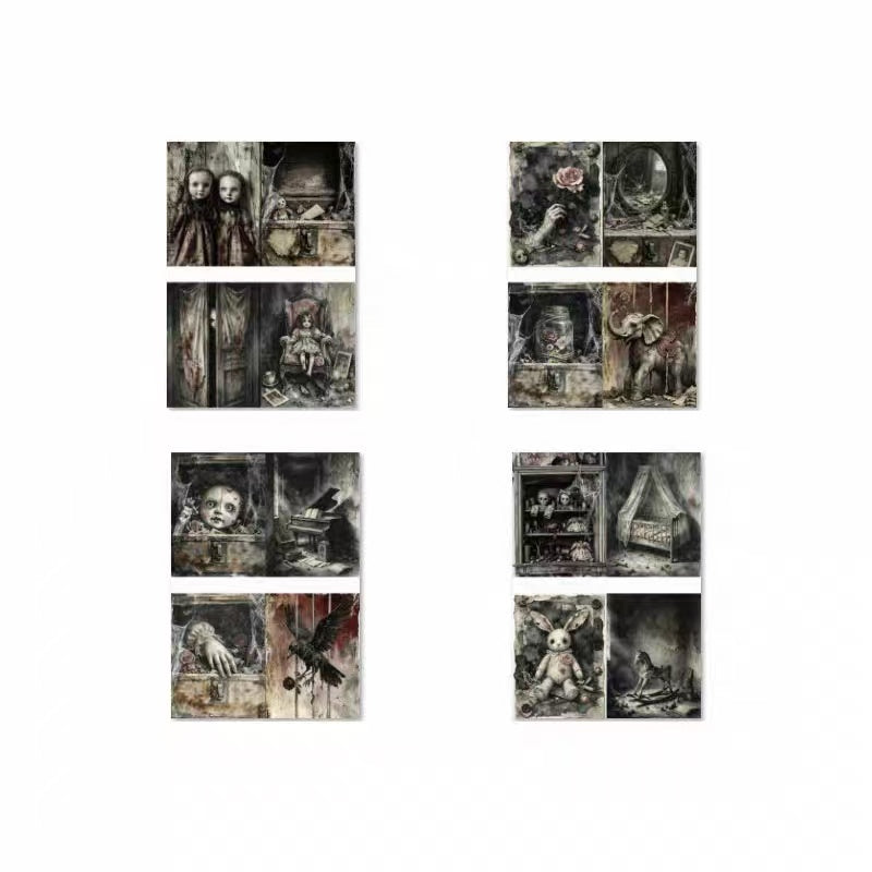 Vintage Gothic Haunted Dollhouse sheet layout