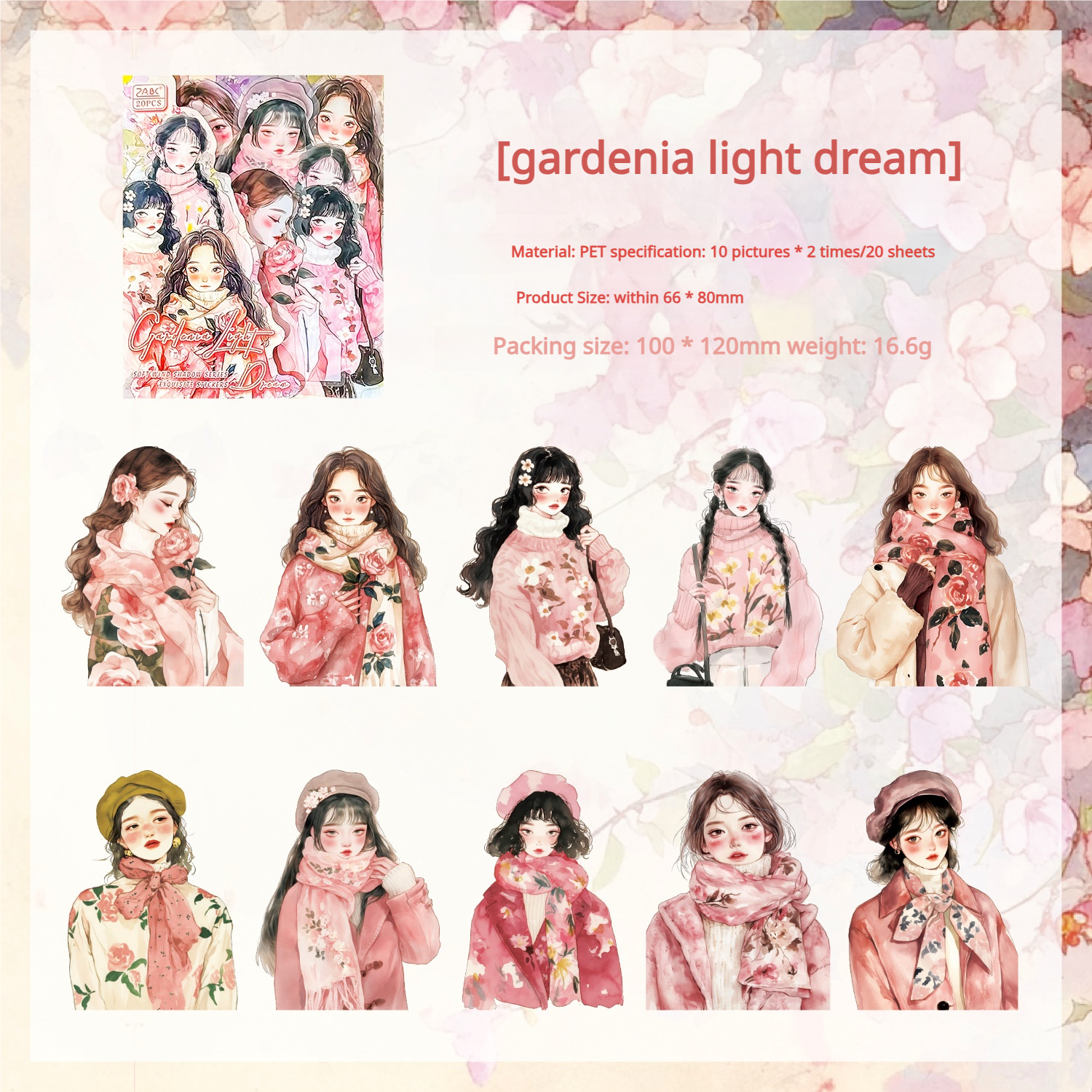 0703 Girls PET sticker -20Pcs each pack