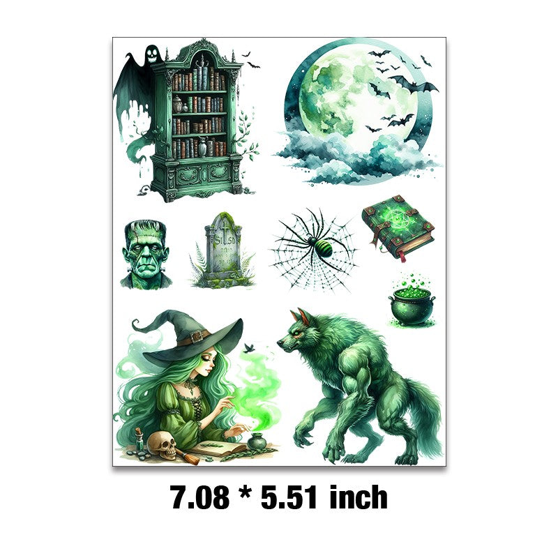 E-161- Green magic collection Embossed sticker 1 Pcs