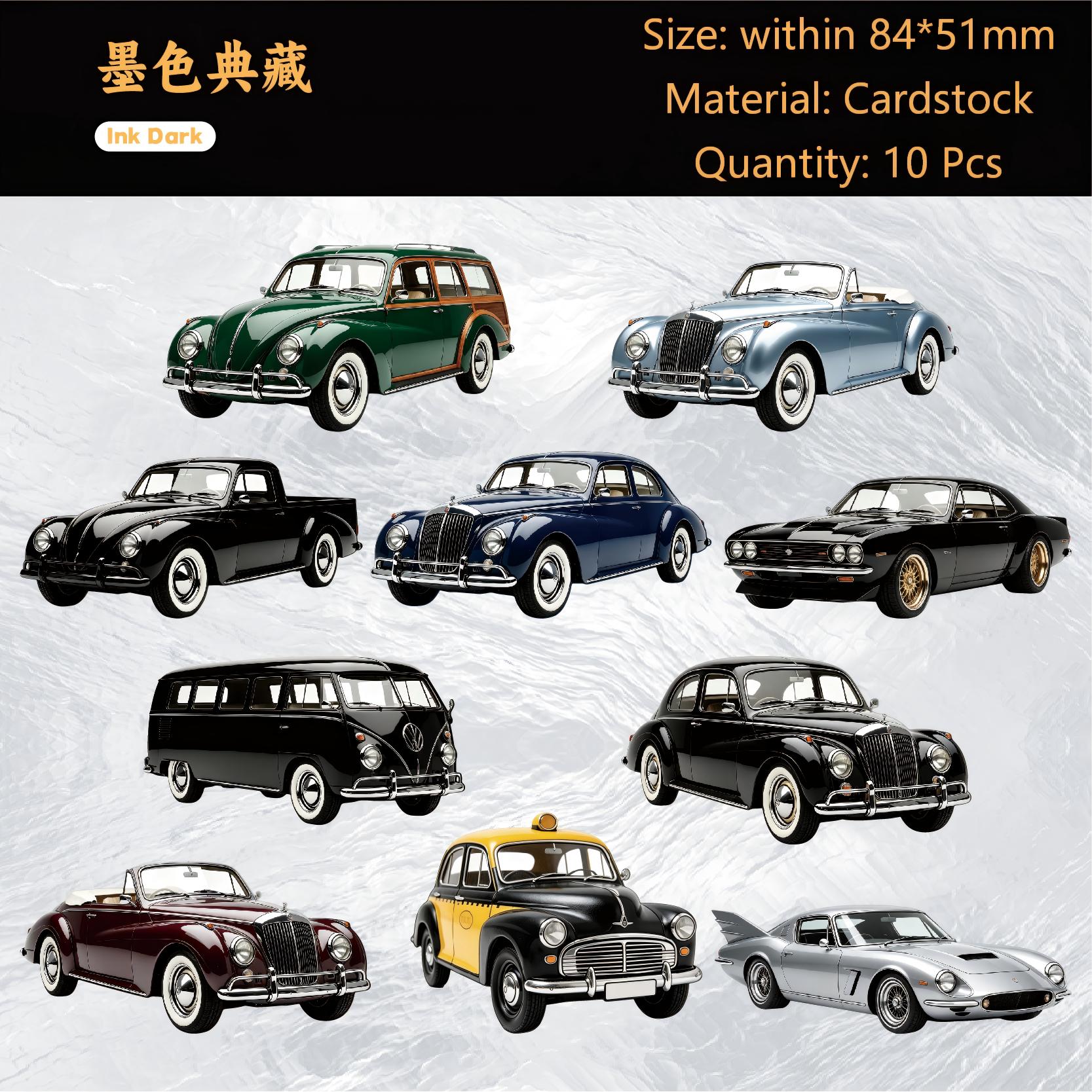 Vintage Vehicle Collection Cardstock Stickers -10Pcs each pack