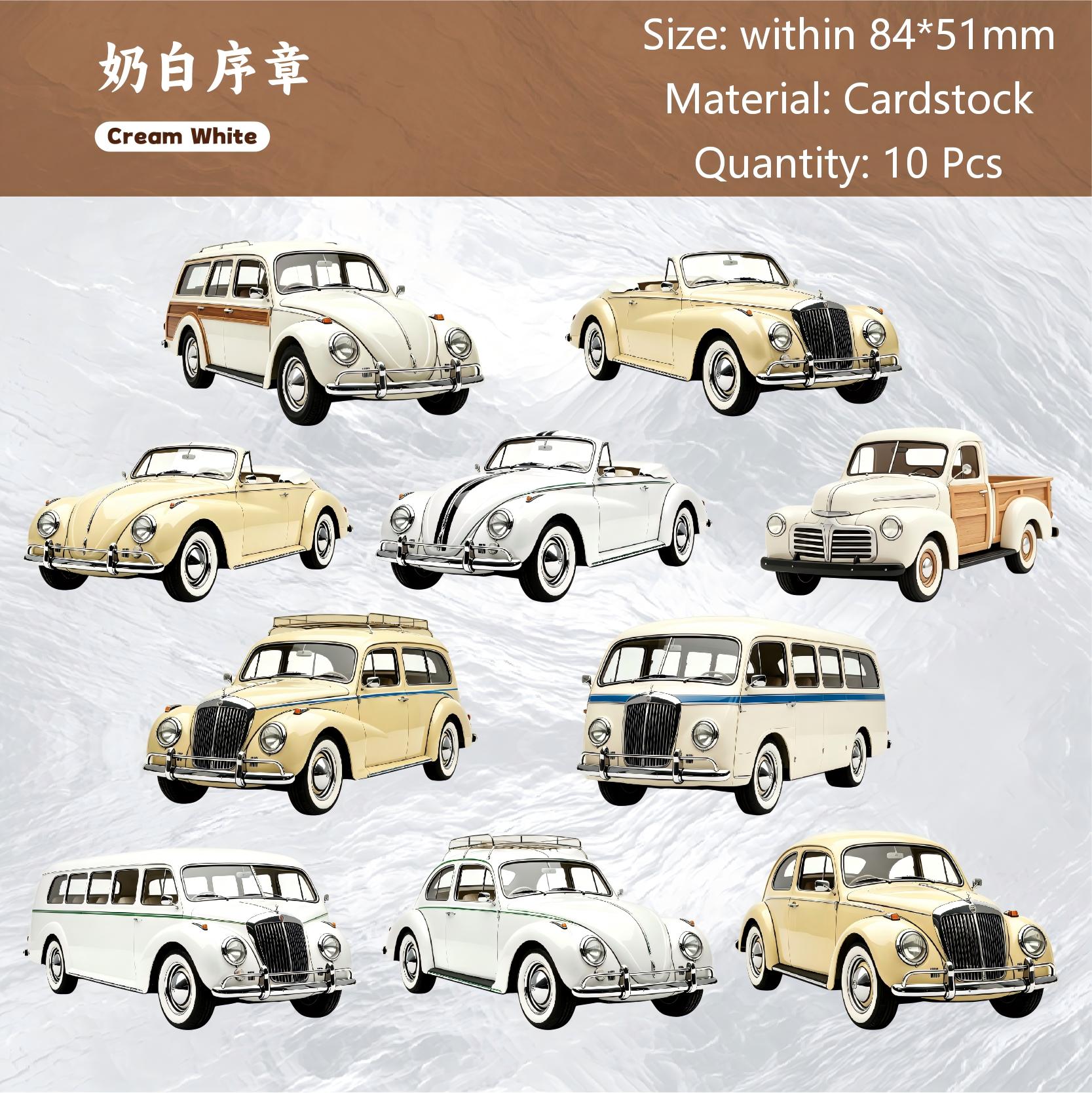 Vintage Vehicle Collection Cardstock Stickers -10Pcs each pack