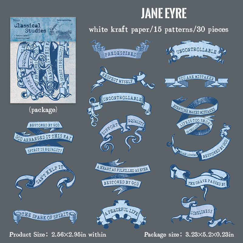 1202 Banner with quotes from famous works Solid sticker -30Pcs each pack