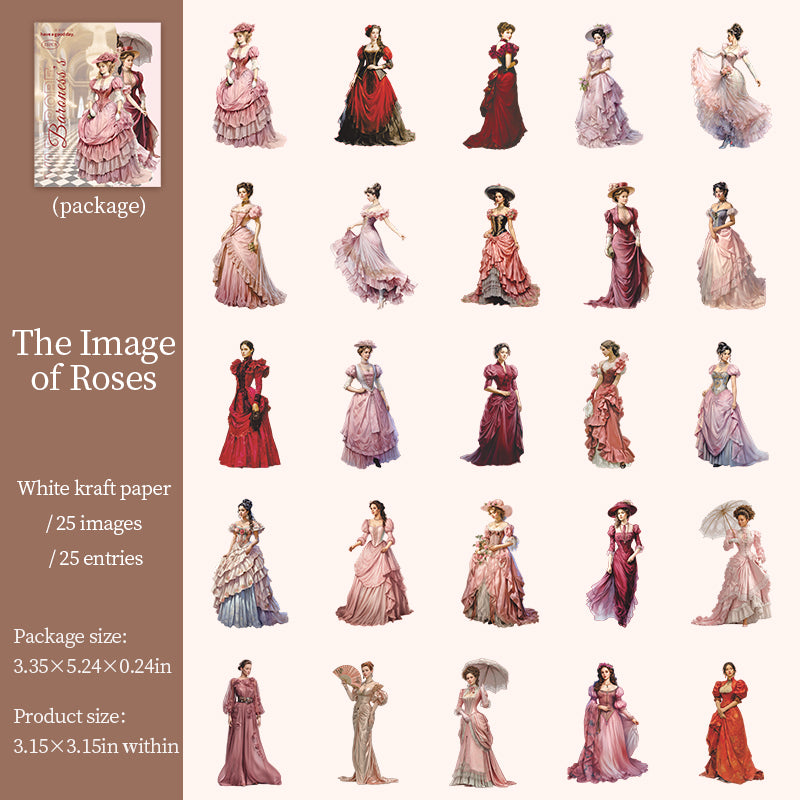 0925 The Countess's Wardrobe Solid Sticker -25Pcs each pack