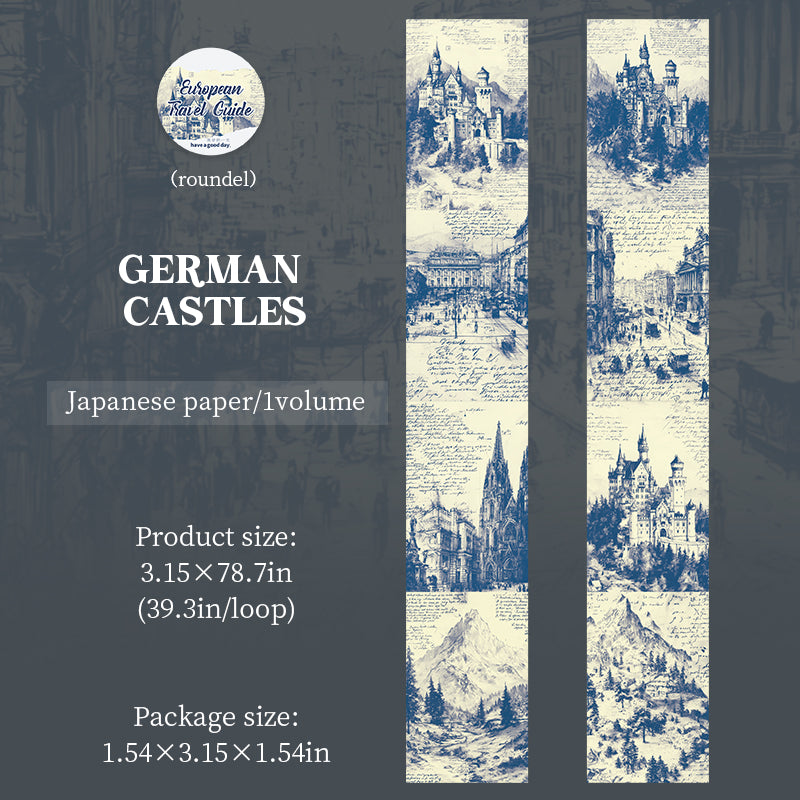 260120 European Travel Guide Washi Tape -8cm*2m